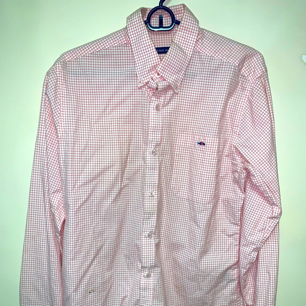 Mens Red and White Dress Shirt